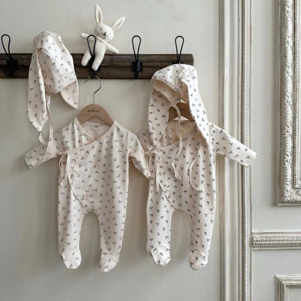 Cherry Bodysuit and Bonnet Set