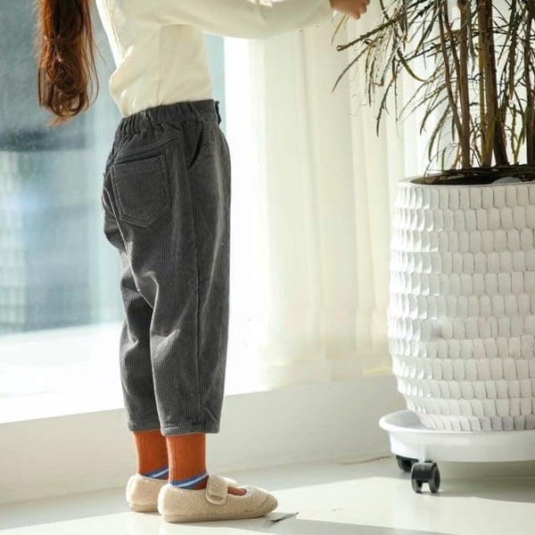 Gray Rib Baggy Pants